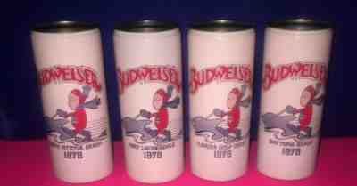 BUDWEISER 1978 SPRING BREAK BUD MAN CUP 16oz BEER CAN Set Of 4 Daytona Myrtle