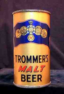 TROMMER'S MALT BEER - LATE 1930'S - 12OZ KEGLINED IRTP OPEN INST FLAT TOP CAN  
