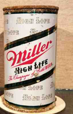 * 1959 WHITE MILLER FLAT TOP BEER CAN MILWAUKEE  WISCONSIN GIRL ON MOON