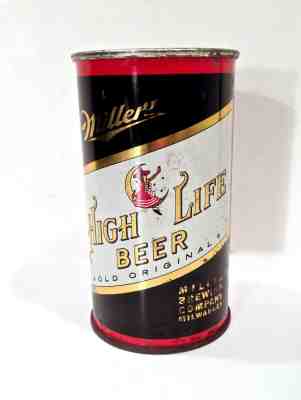 Vintage1940‘s 50‘s Keglined Miller High Life Beer Flat Top Beer Can Empty NICE 
