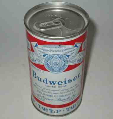 Zip top intact Budweiser tab top beer can, Anheuser Busch, St. Louis, MO 