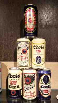 * 6 DIFFERENT CANS OF COORS HISTORICAL SERIES set ALUMINUM FLAT TOP BEER CANS CO