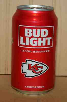 BUD LIGHT NFL Beer Can KANSAS CITY CHIEFS 2017 Kickoff Bottom Opened Empty