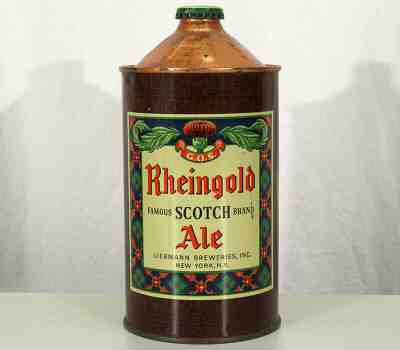 RHEINGOLD SCOTCH ALE CLEAN QUART CONE TOP BEER CAN LIEBMANN NEW YORK CITY NY OLD