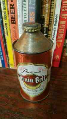 Grain Belt Premium 12oz Cone Top Beer Can Four Percent Alcohol statement w/cap
