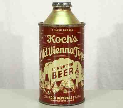 KOCH'S OLD VIENNA TYPE •SUPER CLEAN & GRAPHIC• CONE TOP BEER CAN WAPAKONETA OHIO