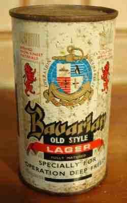 Bavarian Old Style Lager vintage old beer can operation deep freeze bottom open