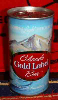* STUNNING LIGHTER BLUE COLORADO GOLD LABEL PULL TAB TOP BEER CAN WALTER PUEBLO