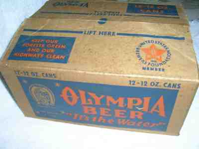 10 Old Olympia Beer Flat Top Cans Carrier 1/2 case Olympia Brewing Co 