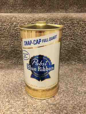 PABST BLUE RIBBON “SNAP CAP” QUART CONE TOP BEER CAN, LOS ANGELAS, CA; STUNNING!