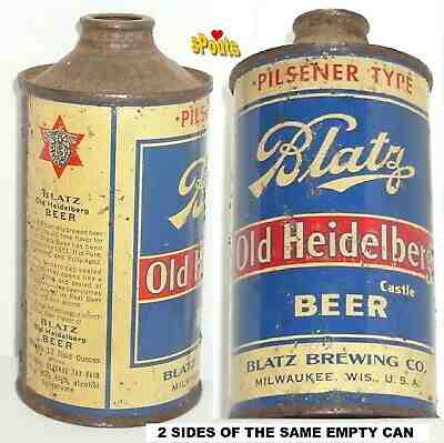 4-1/2% BLATZ OLD HEIDELBERG PILSENER IRTP CONE TOP BEER CAN MILWAUKEE, WISCONSIN