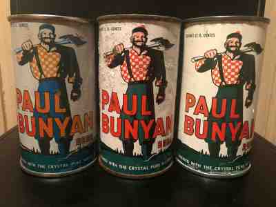 3 Paul Bunyan Flat Top Beer Cans Waukesha Wis 112 23 112 24 & 112-26