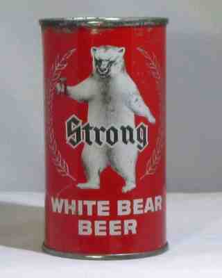 Strong White Bear Vintage Flat Top Beer Can REAL