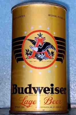 BUDWEISER FLAT TOP BEER CAN 1936 OI IRTP ANHEUSER-BUSCH ST. LOUIS MO. BEAUTIFUL!