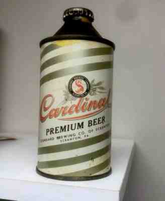 Vintage Cardinal Cone Top 12oz Beer Can Standard Brewing Co Scranton Pa 1930s ????