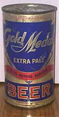 *Instructional* Enamel Version Gold Medal OI Flat Top Beer Can-USBC# 72-11