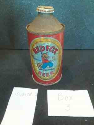 Vintage Breweriana Cone Top Beer Can 12OZ RED FOX LARGAY BREWING WATERBURY CT