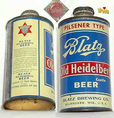 1938 BLATZ OLD HEIDELBERG PILSENER IRTP CONE TOP BEER CAN MILWAUKEE,WI WISCONSIN