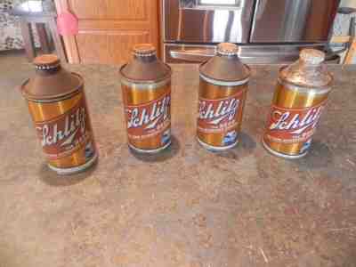 VINTAGE SCHLITZ CONE TOP BEER CANS - 1937 - 4 CT. - GREAT CONDITION