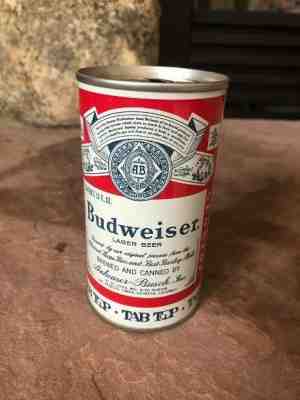 Budweiser TAB TOP straight side pull tab beer can  