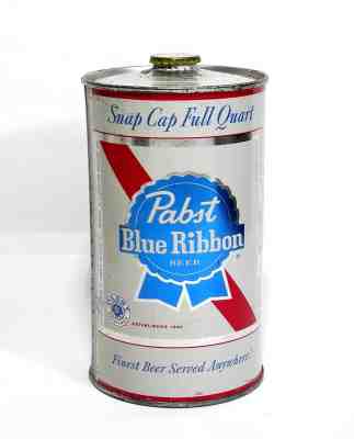 Pabst Blue Ribbon Quart Snap Cap Cone Top Beer Can ~ Virginia Tax Cap