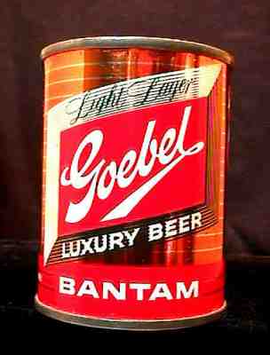 GOEBEL LIGHT LAGER LUXURY BEER BANTAM 8OZ. FLAT TOP CAN - SUPER CLEAN - DETROIT 