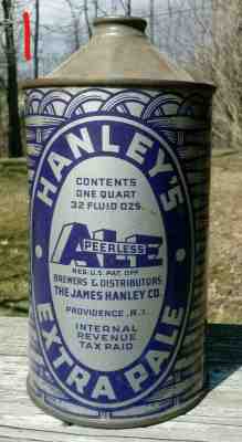 Hanley's Ale QUART CONE TOP BEER CAN ~ IRTP ~ The James Hanley Co Providence RI