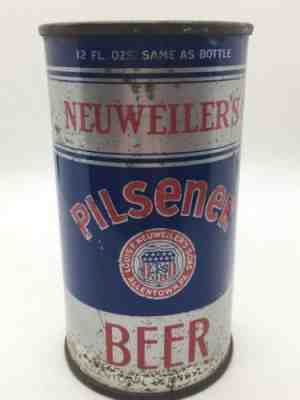 Neuweiler Pilsener Beer Flat Top Can Allentown PA Patriotic Shield - Used