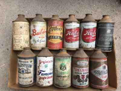 11 Cone Top Beer Cans— Old Reading, Bub’s, Fitger’s, Huber, Carling’s...