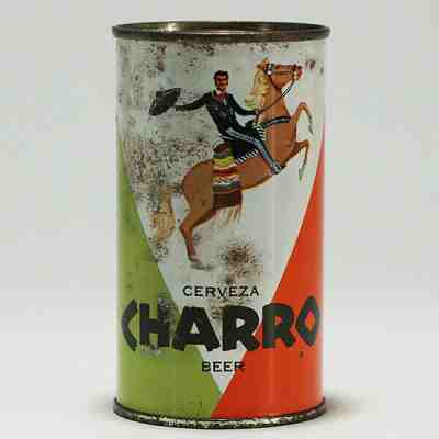Charro Cerveza Flat Top Beer Can Gulf Brewing Houston Texas Cowboy Vaquero -RARE