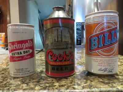 Cooks Cone Top with Billy Beer and 7 oz Rheingold Extra Dry Beer Cans