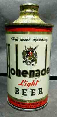 Hohenadel Light Beer IRTP LowProfile Cone Top Can John Hohenadel Philadelphia PA