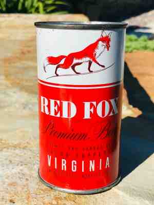 RED FOX FLAT TOP BEER CAN JACOB RUPPERT NORFOLK VIRGINIA MICHIGAN TAX STAMP 