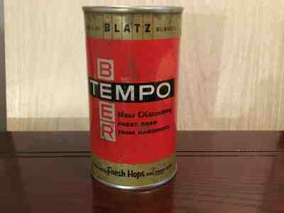 Tempo Beer (138-28) empty flat top beer can by Blatz, Milwaukee, WI