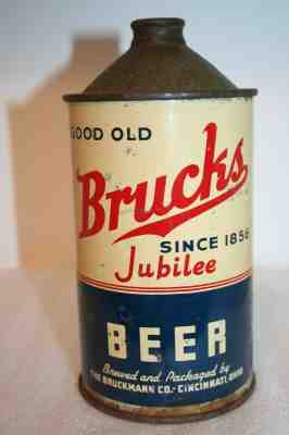 Bruck's Jubilee Beer IRTP Quart cone top beer can from Cincinnati, Ohio