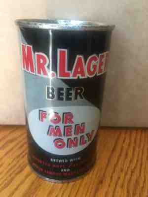 WoW! Mr. Lager For Men Only BO Flat Top Beer can,Fox Head Brewing Co.Waukesha,WI