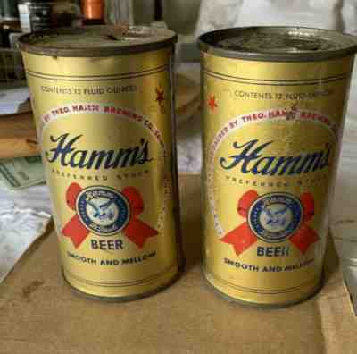 Hamms Beer 1950 Flat Top Can (lot Of 9) Vintage Used