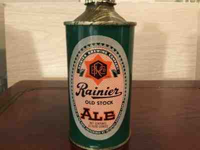 Rainier Old Stock Ale (180-4) empty LP cone top beer can by Rainier San Fran, CA