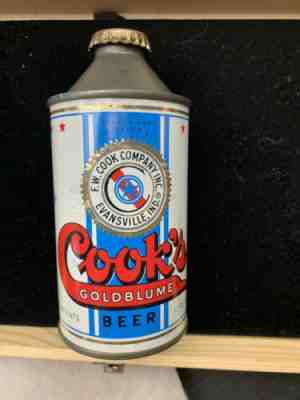 COOKS GOLDBLUME BEER 12oz CONE TOP BEER CAN EVANSVILLE IN Very Rare Ex Condition