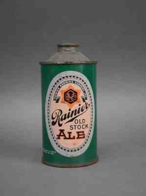 VINTAGE 1930's RAINIER OLD STOCK BREWING CONE TOP EMPTY BEER CAN SEE MORE! 