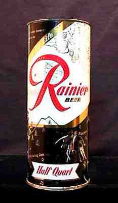 RAINIER BEER JUBILEE SINGERS MID 1950'S 16OZ HALF QUART FLAT TOP CAN - SEATTLE
