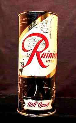 RAINIER BEER JUBILEE SAILBOATS MID 1950'S 16OZ HALF QUART FLAT TOP CAN - SEATTLE