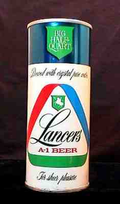 LANCERS A-1 BEER - EARLY 1960'S - 16OZ HALF QUART ZIP TAB CAN PHOENIX - AWESOME
