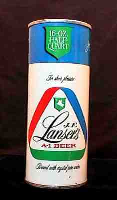 J.F. LANSER'S A-1 BEER - EARLY 1960'S - 16OZ HALF QUART ZIP TAB CAN - PHOENIX