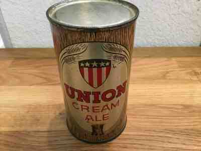 Union Cream Ale 142 11 empty flat top beer can by Roger Williams Providence RI 