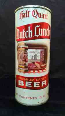 DUTCH LUNCH PREMIUM LAGER BEER MID 1950'S 16OZ HALF QUART FLAT TOP CAN STUNNING 