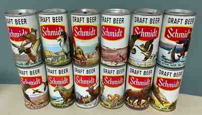 Schmidt Sports Scene Draft Beer 12 oz pull top beer can Set - Complete AWESOME