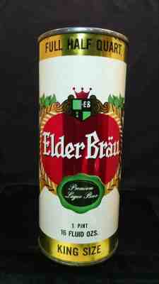 ELDER BRAU PREMIUM LAGER BEER KING SIZE MID 1950'S 16OZ HALF QUART FLAT TOP CAN 