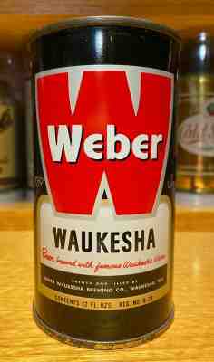 Weber Waukesha Beer Flat Top Can - USBC 144-30 - ENAMEL BLACK - SUPER NICE