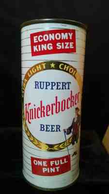 RUPPERT KNICKERBOCKER BEER ECONOMY KING SIZE HALF QUART MID 1950'S FLAT TOP CAN 